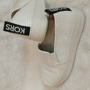 Michael Kors‎ Leather Teddi Platform Slip-on, White, Women's Size 9 And 1/2